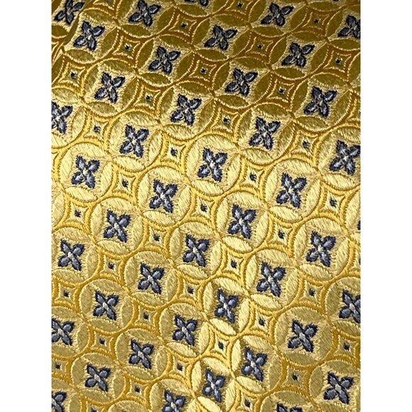 JS Blank Silk Tie Mens Yellow Blue Geometric Business Preppy Necktie - Picture 4 of 10